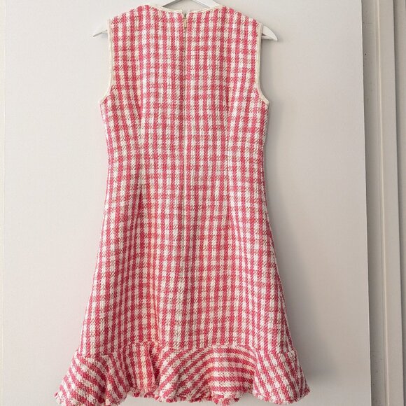 Kate Spade sSleeveless Pink-and-White Tweed Shift Dress Size 6 - Picture 2 of 2